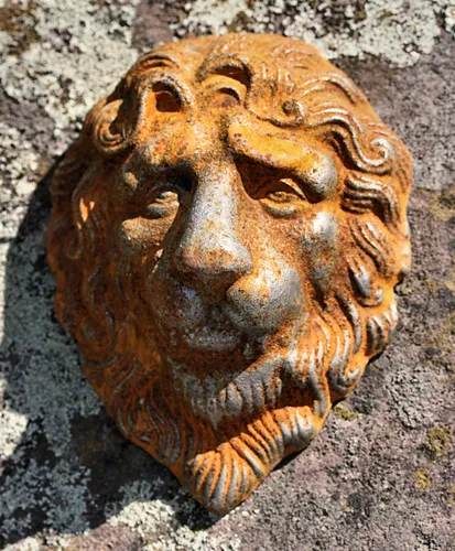 UHRIG Löwenkopf aus Gusseisen im Antik-Stil, nostalgische Vintage Wanddeko