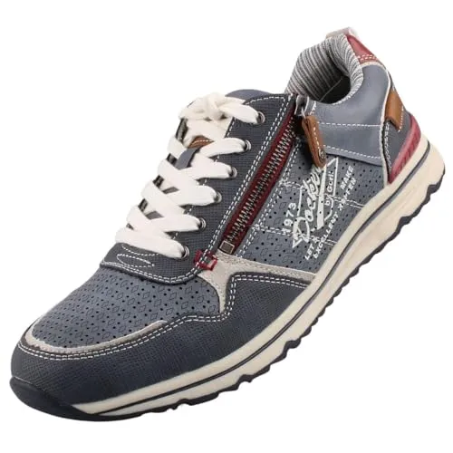Dockers by Gerli Schnürer Blau - Sportlicher Herren Sneaker mit Reißverschluss - Sneaker aus hochwertigem Kunstleder mit herausnehmbarer Innensohle und praktischem Reißverschluss für einen schnellen Einstieg. Ideal für modebewusste Herren, die Komfort und Stil schätzen.