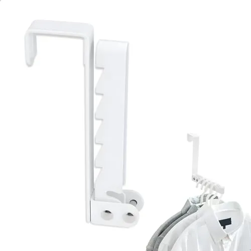 Kleiderhaken Klappbar, Folding Hook Ohne Bohren Türhaken für 5 Rillen Rutschfeste Tür Kleidung Handtücher Mäntel Taschen Kleiderbügel, zum Einhängen Ausziehbarer Garderobenhaken Kleiderlüfter
