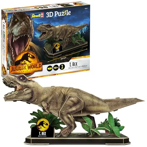 Revell Jurassic World Dominion 3D Puzzle T-Rex Diorama Set - 54-teiliges Dinosaurier-Spielzeug für kreative Abenteuer und Sammler, ideal für die ganze Familie