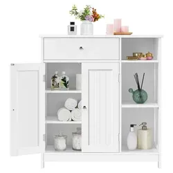 Yaheetech Badkommode Badezimmerschrank mit Schublade & verstellbaren Einlegeböden, Unterschrank Badschrank Badezimmermöbel, 75 x 30 x 80 cm weiß