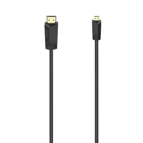 Hama HDMI Kabel 2m - Typ A auf Typ D (Mikrofon) - HDMI Kabel, 18 Gbit/s, ideal für 3D-Übertragungen, robust und flexibel für beste Bild- und Tonqualität.