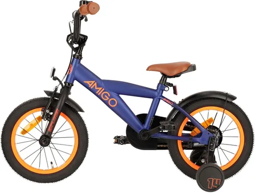 AMIGO Kinderfahrrad Explorer 14 Zoll für Jungen - Jugend- & Kinderfahrräder, robustes Design mit 3-teiliger Kurbel für sanfte Tretbewegungen und Sicherheitsmerkmale wie Rücktrittbremse und Reflektoren für optimale Sichtbarkeit.