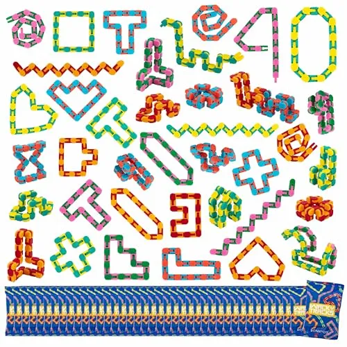 BONNYCO Wacky Tracks 40 Klick-Ketten 27 cm. Fidget Toys und Sensorik Spielzeug für Kinder 3-12. Mitgebsel Kindergeburtstag Einzeln Verpackt, Pinata und Adventskalender Füllung