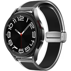 Für Samsung Galaxy Watch FE 6 5 4 Magnetisches Silikon Armband Schwarz - Schwarz