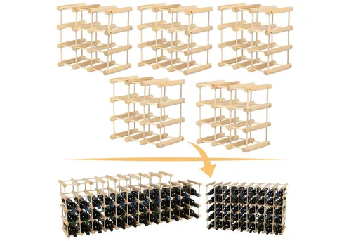 MODO24 Weinregal Modular TANNE, 72 Flaschen - Modulares Weinregal aus hochwertigem Massivholz, bietet Platz für 72 Flaschen und passt perfekt in Küche oder Esszimmer. Flexibel kombinierbar für individuelle Weinlagerung.