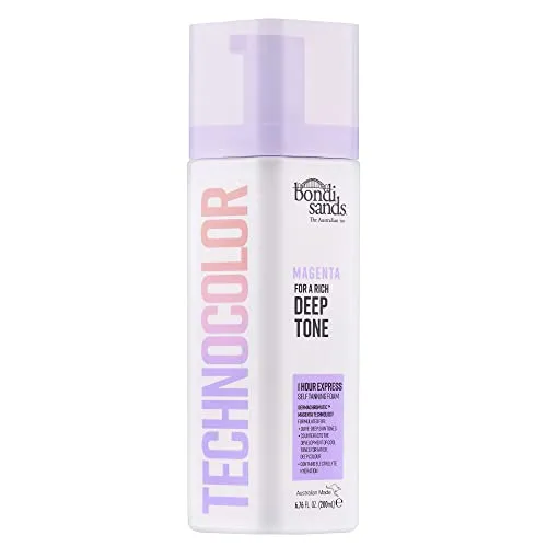 Bondi Sands Technocolor 1h Express Self Tanning Foam - Tone 03 Magenta (200 ml) - Individuelles Bräunungserlebnis für olivfarbene bis tiefe Hauttöne. Der 1-Stunden-Express-Schaum sorgt für eine intensive, natürliche Bräune und spendet der Haut Feuchtigkeit – ideal für spontane Anlässe.