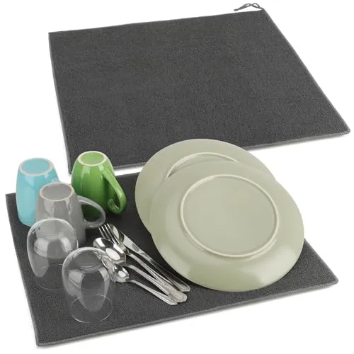 com-four® 2x Abtropfmatte für Geschirr, Besteck und Töpfe