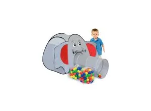 LittleTom Bällebad Elefant mit Tunnel - 200 Bälle, faltbares Spielzelt für Kinder ab 1 Jahr, ideal für Indoor-Spaß und Langeweile ade