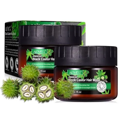 P-Beauty Rizinus - Black Castor Haarmaske 2x60g - intensive Haarkur für trockenes, krauses & gefärbtes Haar, fördert Haarwachstum & Feuchtigkeit - Bio Rizinusöl Vegan - Haarpflege für alle Haartypen