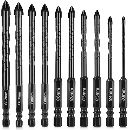 Fliesenbohrer Set 3-12 mm mit Keramik- und Glasbohrer