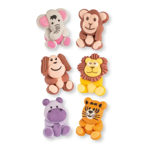 Günthart 48 Tierfiguren, Zootiere sitzend aus Zucker in 3D Optik