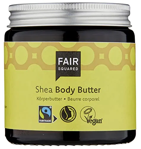 FAIR SQUARED Body Butter Creme Shea Butter 100 ml Körperbutter für trockene Haut - vegane Bodybutter für Damen -Hautpflege Naturkosmetik PH-Wert: 5-5,5
