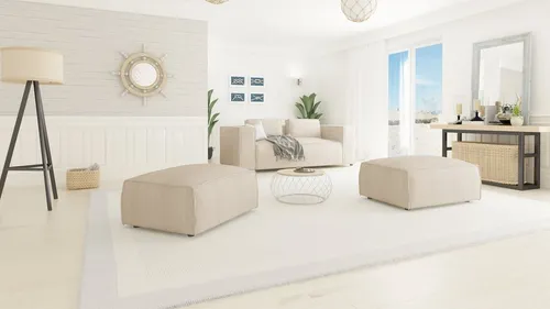 S-Style Polsterhocker Renne aus Cord mit Wellenfederung in beige von S-Style Möbel