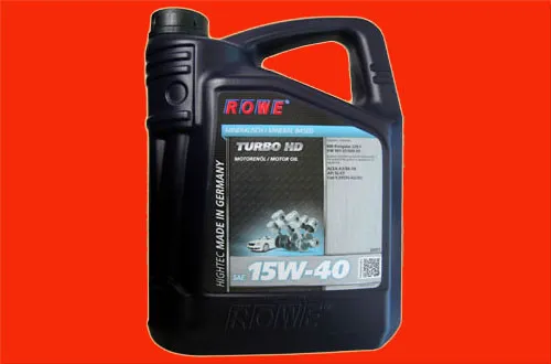 ROWE Motoröl Turbo HD SAE 15W-40 - 5L - Mineralölbasiertes Motoröl für Kraftfahrzeuge, optimal für Fiat und VW, bietet hervorragenden Schutz unter verschiedenen Bedingungen.