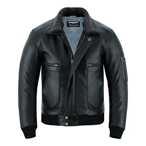 Bohmberg Herren Lederjacke Spitfire Pilotenjacke Bomber Flying Jacket Winterjacke Fliegerjacke - XL