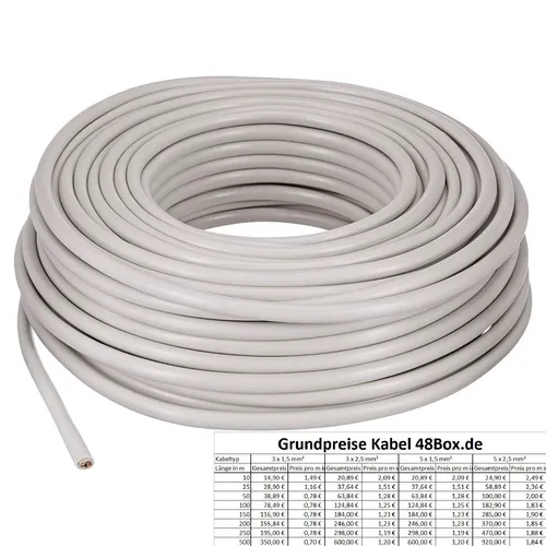 NYM-J VDE Stromkabel 10m 5x1,5mm² - Elektrische Kabel & Leitungen – Hochwertiges Feuchtraumkabel mit Temperaturbeständigkeit von -40°C bis +70°C, ideal für sichere Installationen in verschiedenen Umgebungen.
