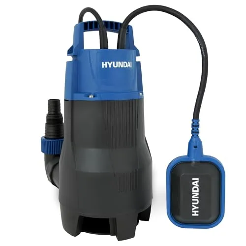HYUNDAI Schmutzwasser-Tauchpumpe TP75014D | 750 W, Fördermenge 14.000 l/h, | Eintauchtiefe: max. 7 m, Förderhöhe: max. 8 m | Partikelgrösse: max. 35 mm | Schwimmschalter