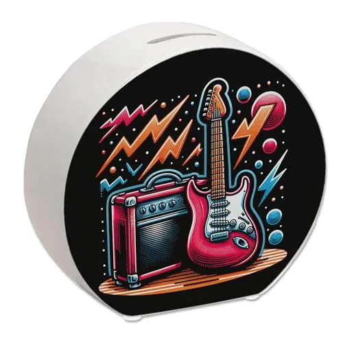 E-Gitarre Spardose Rot E-Gitarre Sparschwein mit Verstärker-Design Perfekt für Musikinstrument-Sparer Elektrisch Klangverstärkung begeistert