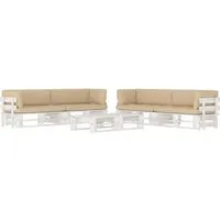 vidaXL 6-tlg. Paletten-Lounge-Set aus imprägniertem Kiefernholz – Weiß - Genießen Sie entspannte Stunden im Freien mit diesem stilvollen Lounge-Set aus imprägniertem Kiefernholz. Es bietet Komfort und ist ideal für Garten oder Terrasse. Mit robustem Design und pflegeleichten Materialien.