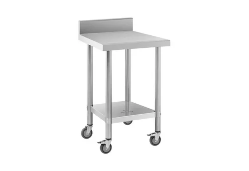 Royal Catering Arbeitstisch 60 x 80 cm - Rollbarer Edelstahltisch mit hoher Tragkraft - Arbeitstisch für die Gastronomie - 60 x 80 cm - 135 kg Tragkraft - mobil und hygienisch dank Edelstahl-Oberfläche und 4 Rollen, ideal für professionelle Küchen.
