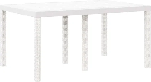 vidaXL Stylischer weißer rechteckiger Patiotisch für 6 Personen - Esstisch aus UV-beständigem Kunststoff, modernes Design für Innen und Außen, leicht zu reinigen und ideal für gesellige Runden.