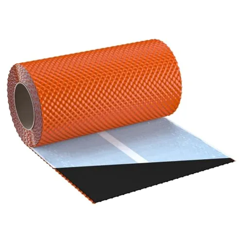 KAMINANSCHLUSSBAND FLEX 3D | Länge 5m | Breite 300mm | hochwertiges Aluminium und Butyl | Selbstklebend | Dach Wandanschlussband 3D Struktur (Ziegelrot RAL8004)