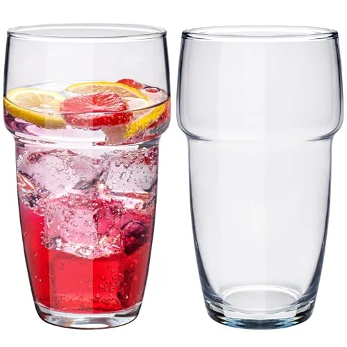 KONZEPT Wassergläser Set 6 teilig, Gläser stapelbar 300ml, Trinkgläser für Wasser, Saft, Eiskaffee und Coctails