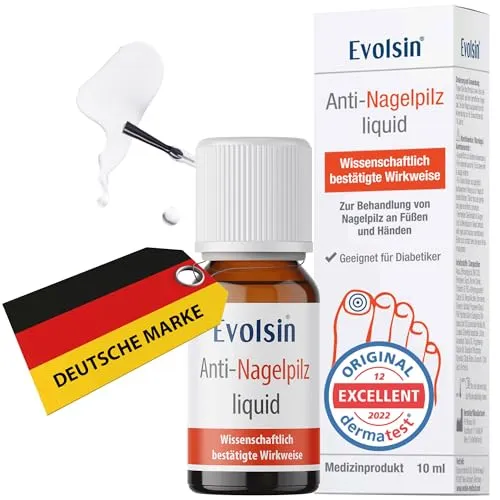 Evolsin® Anti-Nagelpilz Liquid - Effektiver Nagellack gegen Nagelpilz - Rezeptfreies Medizinprodukt zur Bekämpfung von Nagelpilz an Händen und Füßen, auch für Diabetiker geeignet. Wirkt effektiv und ist dermatologisch getestet für höchste Verträglichkeit.