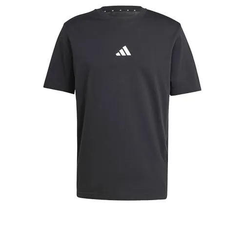 adidas Men's Essentials SMALL Logo Single Jersey Tee, Black/White, XS