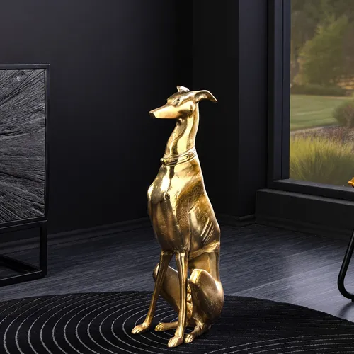 Skulptur GREYHOUND - 70cm - gold - Metall Aluminium - Windhund Deko-Figur