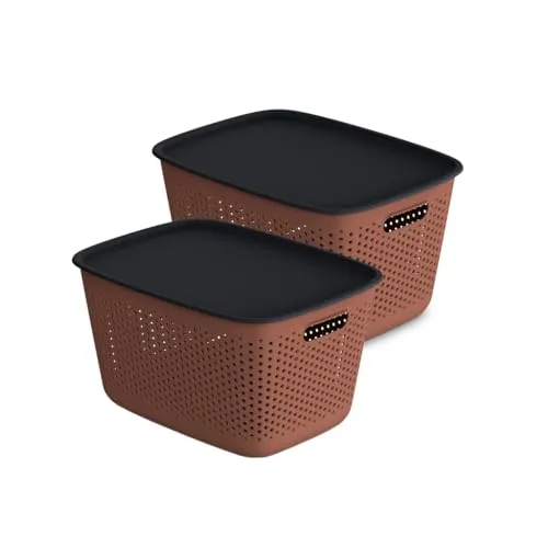 Kreher® Aufbewahrungsbox Mehrzweckkorb mit Deckel - Praktischer Aufbewahrungsbehälter mit Deckel, lebensmittelecht und BPA-frei. Ideal für Kleiderschrank, Küche oder Büro – in eleganten Farben und verschiedenen Größen erhältlich.