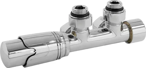 ECD Germany Ventil-Armaturen Set Multiblock Chrom - Heizkörper Zubehör – Hochwertiges Multiblock Set mit Thermostatkopf, ideal für Zentralheizungen. Einfache Montage und ansprechendes Design für alle Räume.