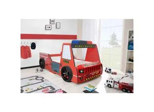 Autobett Kinder 90x200 cm Feuerwehrbett 