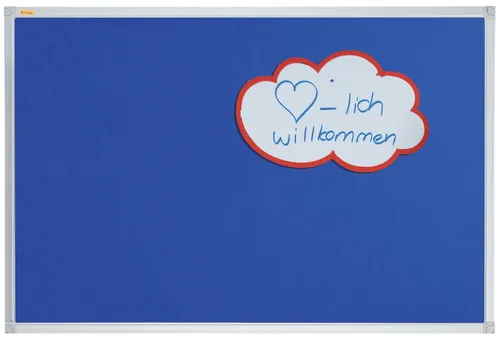 FRANKEN Pinnwand X-tra!Line 90 x 60 cm - Textil Blau - Pinwand aus hochwertigem Filz mit elegantem Aluminium-Profil, ideal für Zuhause oder Büro. Flexibel pinnbar für Notizen und Erinnerungen.