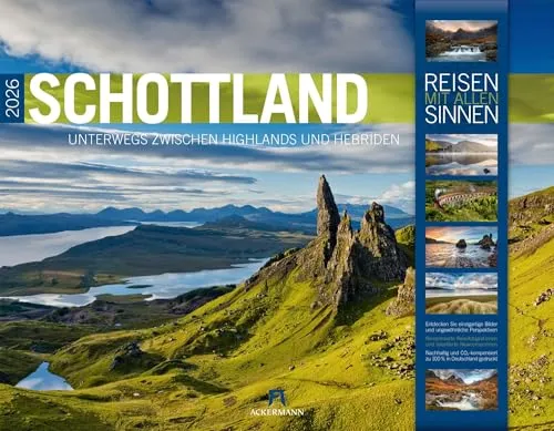 Schottland Kalender 2026 – Ackermann Kunstverlag - Imposanter Reise-Kalender im großen Querformat (54x42 cm) mit beeindruckenden Bildern von Schottland. Ideal für Reisende und Liebhaber der britischen Kultur.