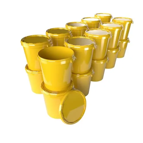 Eimer mit Deckel 30 Liter Made in Germany - lebensmittelecht, stabil, luftdicht - Vorratseimer für Aufbewahrung von Lebensmittel, Büromaterial, Kinderzimmer, Haushalt, Werkstatt, Gastronomie Gelb 20