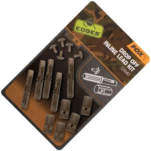 Fox Edges Camo Inline Lead Drop Off Kit - 5 Clips für Inlinebleie, Karpfenzubehör für Dropoff Montagen, Leadclips für Inline Karpfenbleie