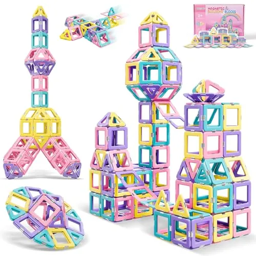 COOLJOY Magnetische Bausteine 40Teile, Magnetbausteine Spielzeug ab 3 Jahre, MagnetSpielzeug Magneten Kinder Spielzeug ab 3 4 5 6 7 8 Jahre für Junge Mädchen Bauklötze Kinderspielzeug