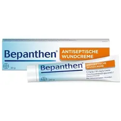 Bepanthen Antiseptische Wundcreme 20g - Arzneimittel zur Erstversorgung von oberflächlichen Wunden, schützt vor Infektionen mit Chlorhexidin und Dexpanthenol, frei von Farb- und Duftstoffen.