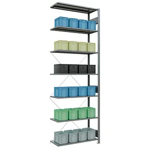 Regal MULTIplus150 12747 Anbau - Werkstatteinrichtung mit 7 höhenverstellbaren Böden, ideal für mehrstöckige Regalanlagen und schnellen Aufbau durch einfaches Stecken der Fachböden.