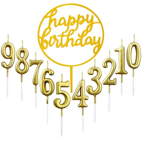 Stück Nummer 0-9 Geburtstag Ziffer Kuchen Kerzen + 1 Stück Brief Alles Gute zum Geburtstag Glitter Cake Topper Dekoration Kuchen Nummer Digitale Kerzen für Geburtstagsfeier Hochzeit 10