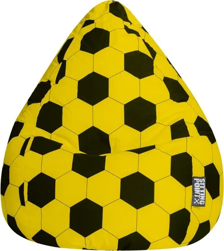 Sitting Point BeanBag FANKURVE XL gelb-schwarz - Klassische Sitzsäcke für ultimativen Fan-Komfort! Der FANKURVE XL im Fußball-Design bietet ergonomische Unterstützung und ist mit einem EPS-Safety-Lock-System ausgestattet – ideal für spannende Spielabende!