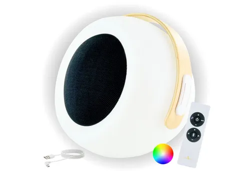 Schwaiger LED Tischleuchte 661774, Fernbedienung zum Ein-/Ausschalten der Lampe, verschiedene Lichtmodi, Bluetooth Lautsprecher, 4-Stufen dimmbar, LED, zehn verschiedene Farben, integrierter Lautsprecher, IP44, verschiedene Lichtmodi