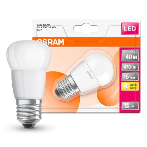 Osram LED Star Classic P Lampe Tropfen 5,8W = 40W E27 matt FS warmweiß 2700K