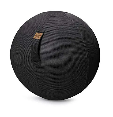 Sitting Ball MESH Sitzball mit Netzstoff, ergonomisch Sitzen im Büro & Zuhause, 65 cm Ø, Gymnastikball, Fitnessball mit Tragegriff, 30°C waschbar, schwarz