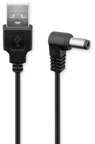 Goobay USB Strom Adapterkabel - A Stecker Hohlstecker 5,5 x 2,5mm gewinkelt, 150 cm lang in elegantem Schwarz, ideal für flexible Stromversorgung