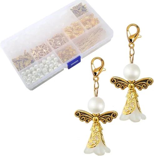 DIY Schutzengel Schlüsselanhänger Bastelset Hochzeit Perlenengel 60er Set - Gestalte einzigartige Schlüsselanhänger für Hochzeiten und besondere Anlässe. Das Set enthält 60 Perlenengel – perfekt für persönliche Geschenke und kreative Projekte.