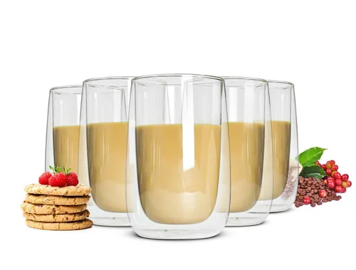 Doppelwandige Latte Macchiato Gläser 380ml Trinkgläser Kaffeegläser 6
