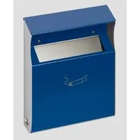PROREGAL Eckiger Wandascher 2 Liter - Blau, HxBxT 30 x 23 x 6 cm - Effizienter Wandascher für Außenbereiche. Robuste Bauweise aus verzinktem Stahl, ideal für öffentliche Plätze und Gastronomie. Modernes Design, abschließbar und mit integriertem Einwurf für eine einfache Handhabung.